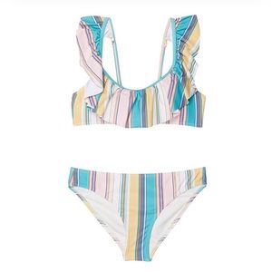 🆕 O'NEILL Baja Stripe Ruffle Swim Bikini Set